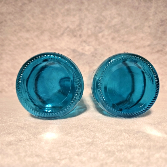 Seltzer Bottles Aqua Blue Glass Set of 2 VTG Antique Reproductions - Picture 4 of 6